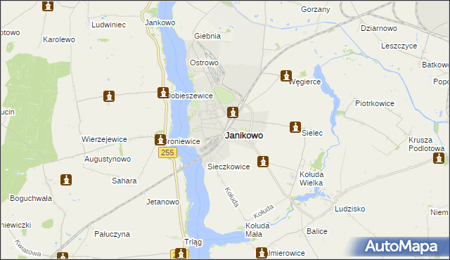 mapa Janikowo powiat inowrocławski, Janikowo powiat inowrocławski na mapie Targeo