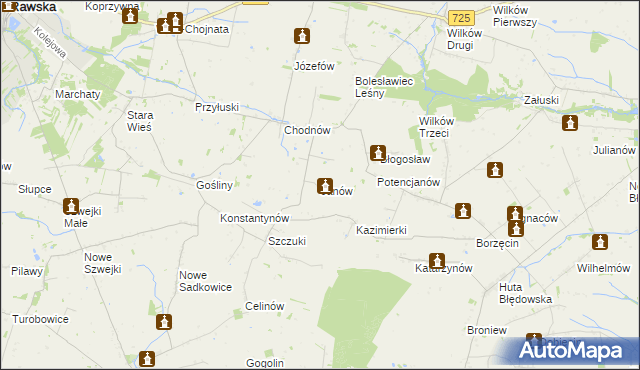 mapa Janów gmina Biała Rawska, Janów gmina Biała Rawska na mapie Targeo