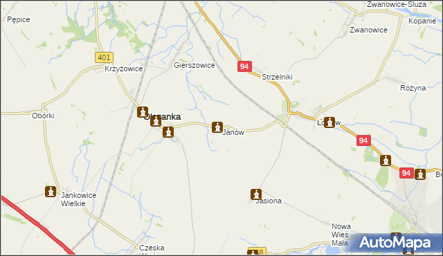 mapa Janów gmina Olszanka, Janów gmina Olszanka na mapie Targeo