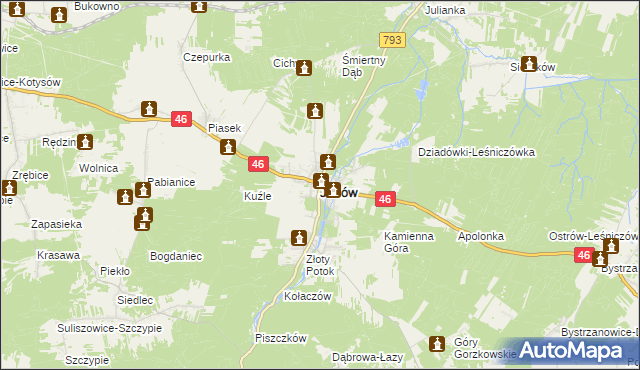mapa Janów powiat częstochowski, Janów powiat częstochowski na mapie Targeo