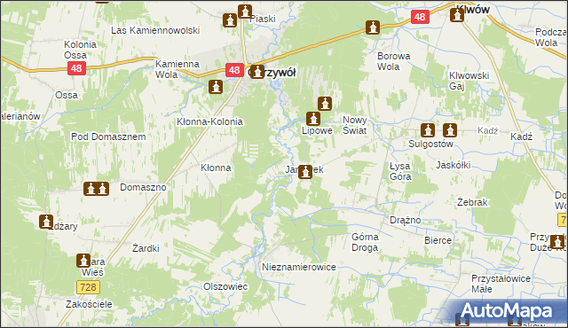 mapa Janówek gmina Odrzywół, Janówek gmina Odrzywół na mapie Targeo