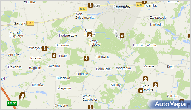 mapa Janówek gmina Żelechów, Janówek gmina Żelechów na mapie Targeo