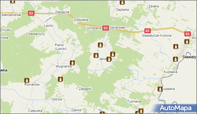 mapa Janówka gmina Hanna, Janówka gmina Hanna na mapie Targeo