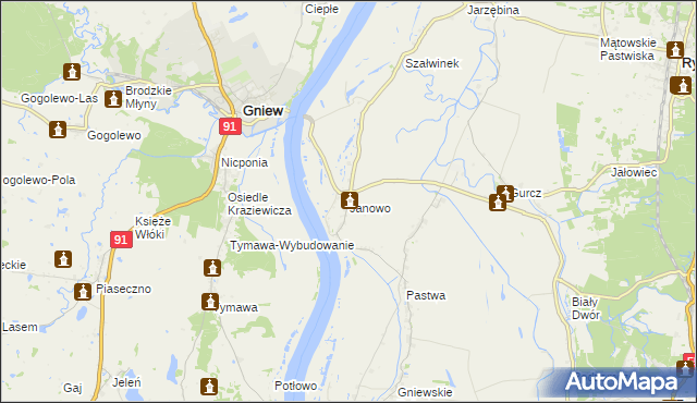 mapa Janowo gmina Kwidzyn, Janowo gmina Kwidzyn na mapie Targeo