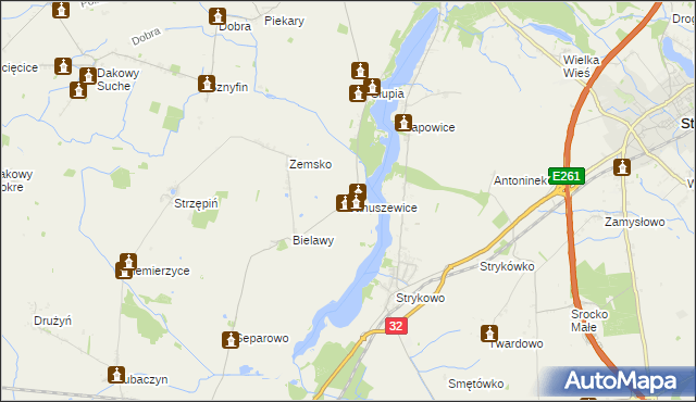 mapa Januszewice gmina Granowo, Januszewice gmina Granowo na mapie Targeo