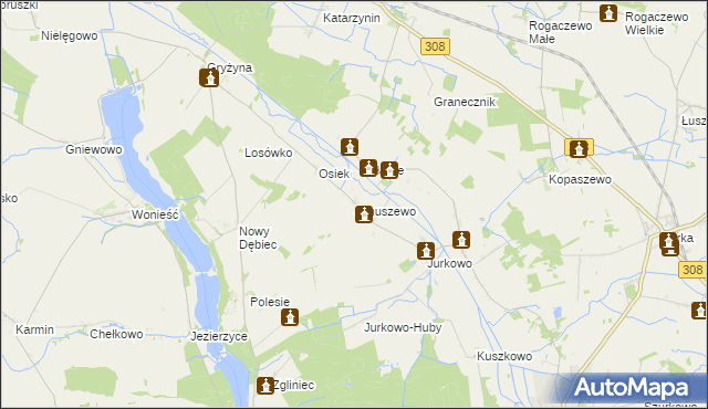 mapa Januszewo gmina Kościan, Januszewo gmina Kościan na mapie Targeo