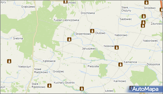 mapa Januszewo gmina Naruszewo, Januszewo gmina Naruszewo na mapie Targeo