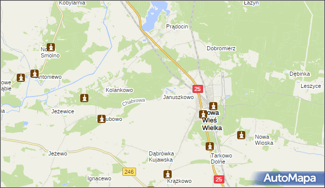 mapa Januszkowo gmina Nowa Wieś Wielka, Januszkowo gmina Nowa Wieś Wielka na mapie Targeo