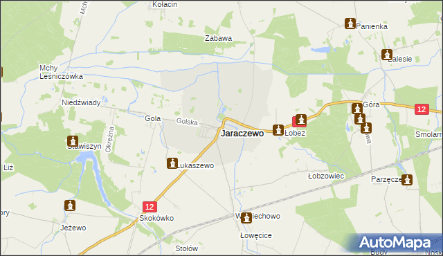 mapa Jaraczewo powiat jarociński, Jaraczewo powiat jarociński na mapie Targeo