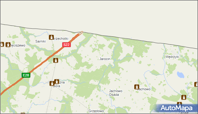 mapa Jarocin gmina Braniewo, Jarocin gmina Braniewo na mapie Targeo