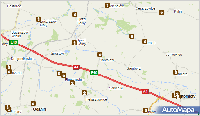 mapa Jarosław gmina Udanin, Jarosław gmina Udanin na mapie Targeo