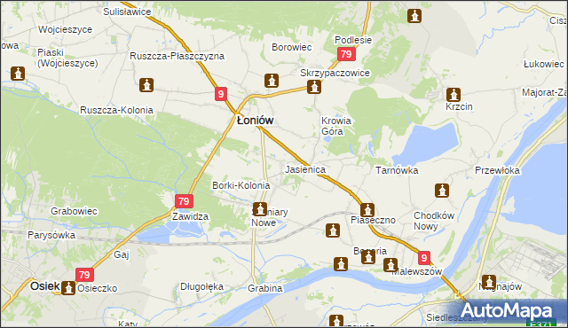 mapa Jasienica gmina Łoniów, Jasienica gmina Łoniów na mapie Targeo