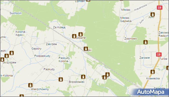 mapa Jaski gmina Radzyń Podlaski, Jaski gmina Radzyń Podlaski na mapie Targeo