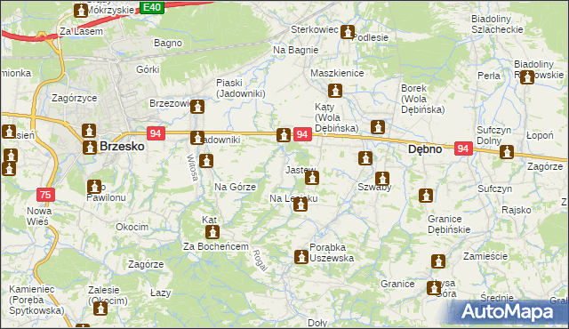 mapa Jastew, Jastew na mapie Targeo