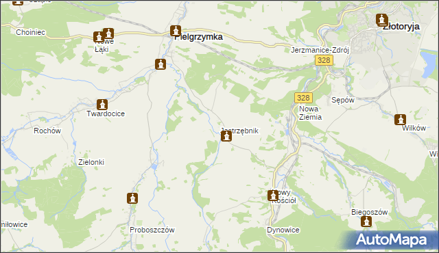 mapa Jastrzębnik gmina Pielgrzymka, Jastrzębnik gmina Pielgrzymka na mapie Targeo