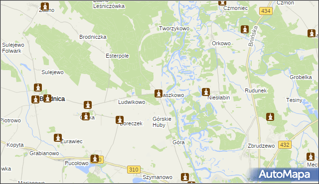 mapa Jaszkowo gmina Brodnica, Jaszkowo gmina Brodnica na mapie Targeo