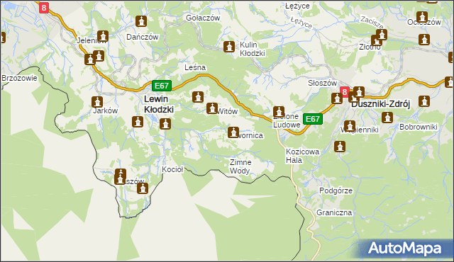 mapa Jawornica gmina Lewin Kłodzki, Jawornica gmina Lewin Kłodzki na mapie Targeo