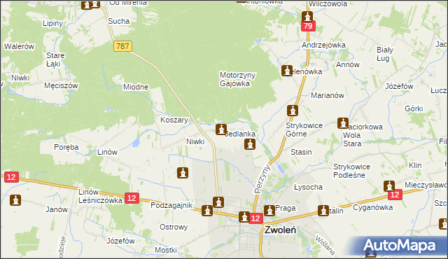 mapa Jedlanka gmina Zwoleń, Jedlanka gmina Zwoleń na mapie Targeo