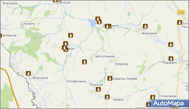 mapa Jędrychowice, Jędrychowice na mapie Targeo
