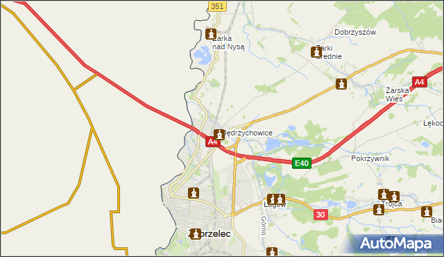 mapa Jędrzychowice gmina Zgorzelec, Jędrzychowice gmina Zgorzelec na mapie Targeo