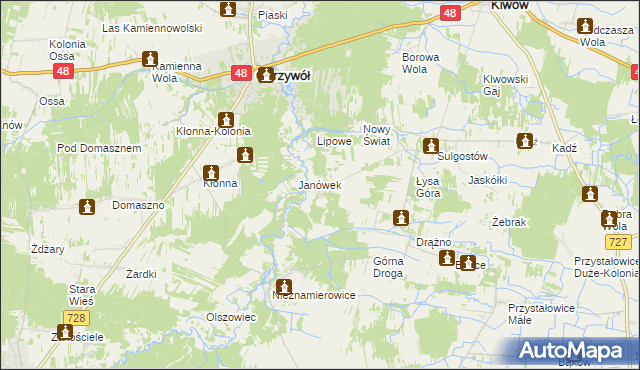 mapa Jelonek gmina Odrzywół, Jelonek gmina Odrzywół na mapie Targeo