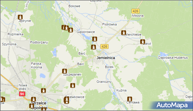 mapa Jemielnica, Jemielnica na mapie Targeo