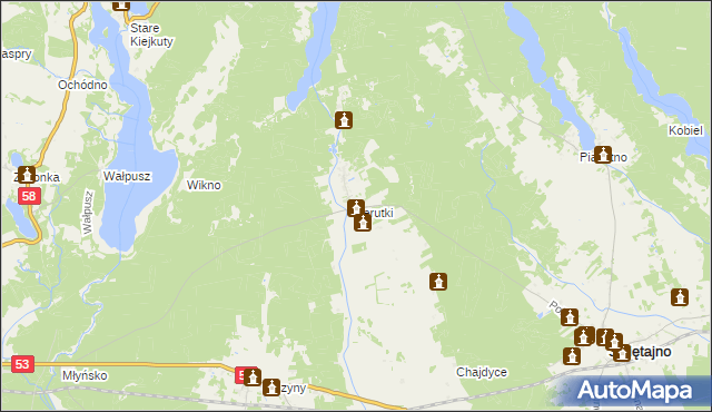 mapa Jerutki, Jerutki na mapie Targeo