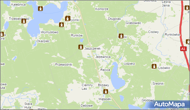 mapa Jeżewnica gmina Osiek, Jeżewnica gmina Osiek na mapie Targeo