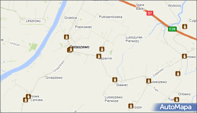 mapa Jeziernik gmina Ostaszewo, Jeziernik gmina Ostaszewo na mapie Targeo