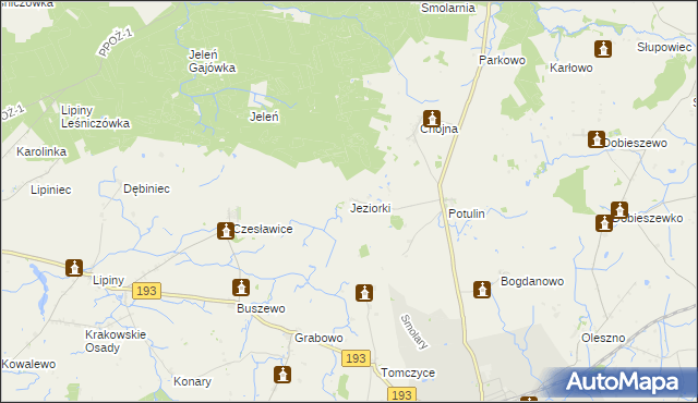 mapa Jeziorki gmina Gołańcz, Jeziorki gmina Gołańcz na mapie Targeo