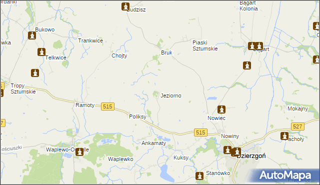mapa Jeziorno gmina Dzierzgoń, Jeziorno gmina Dzierzgoń na mapie Targeo