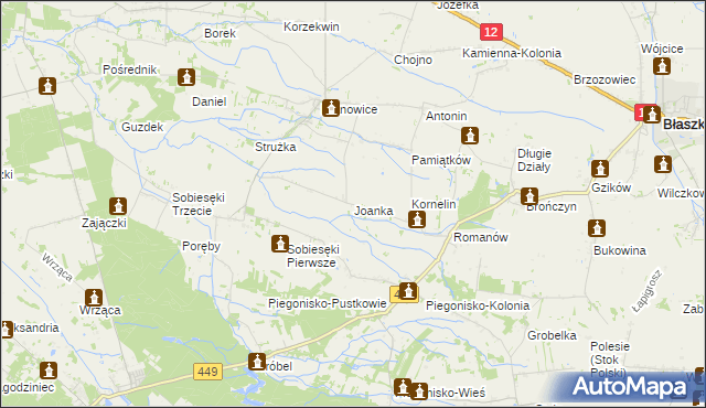 mapa Joanka gmina Szczytniki, Joanka gmina Szczytniki na mapie Targeo