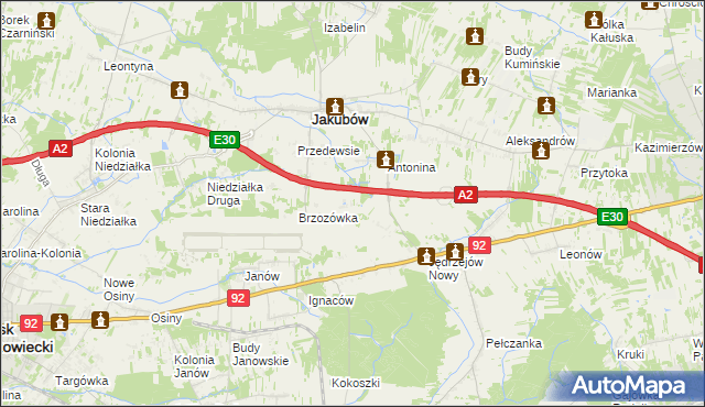 mapa Józefin gmina Jakubów, Józefin gmina Jakubów na mapie Targeo