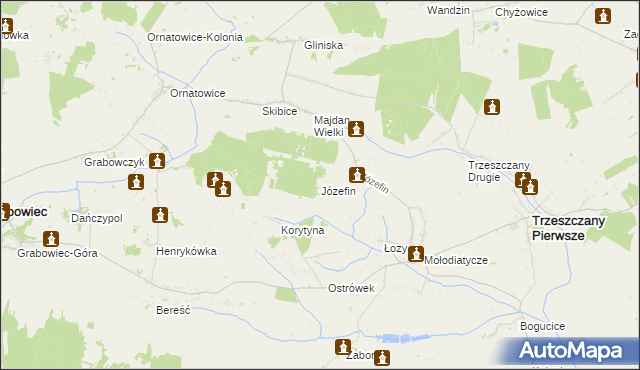 mapa Józefin gmina Trzeszczany, Józefin gmina Trzeszczany na mapie Targeo