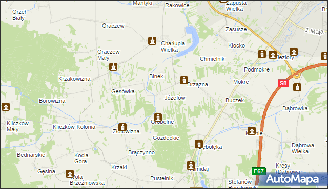 mapa Józefów gmina Wróblew, Józefów gmina Wróblew na mapie Targeo