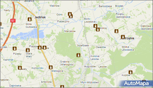 mapa Józefówek, Józefówek na mapie Targeo