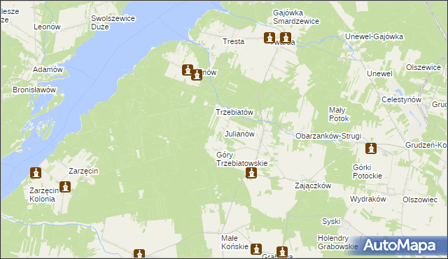 mapa Julianów gmina Mniszków, Julianów gmina Mniszków na mapie Targeo