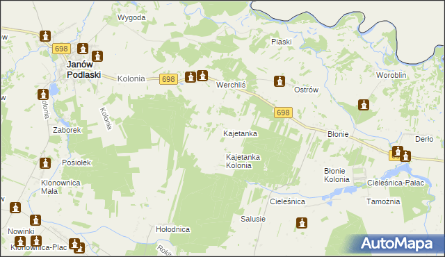 mapa Kajetanka, Kajetanka na mapie Targeo