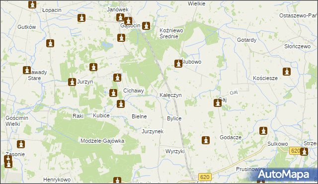 mapa Kałęczyn gmina Sońsk, Kałęczyn gmina Sońsk na mapie Targeo