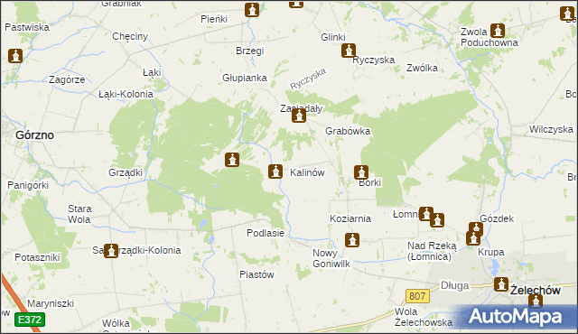 mapa Kalinów gmina Żelechów, Kalinów gmina Żelechów na mapie Targeo