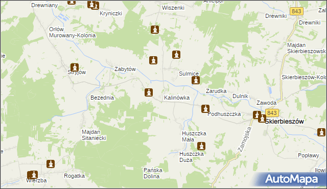 mapa Kalinówka gmina Skierbieszów, Kalinówka gmina Skierbieszów na mapie Targeo