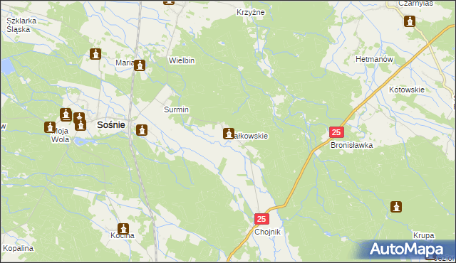 mapa Kałkowskie, Kałkowskie na mapie Targeo
