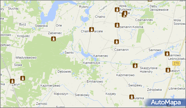 mapa Kamieniec gmina Topólka, Kamieniec gmina Topólka na mapie Targeo