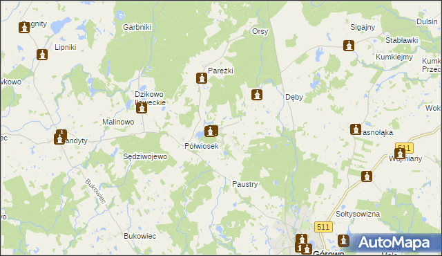 mapa Kamińsk gmina Górowo Iławeckie, Kamińsk gmina Górowo Iławeckie na mapie Targeo