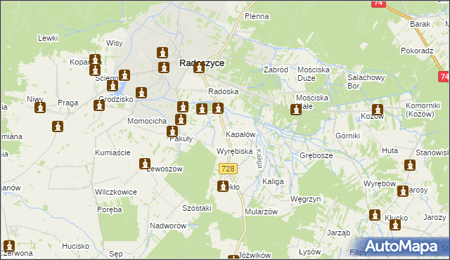 mapa Kapałów, Kapałów na mapie Targeo