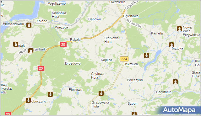 mapa Kaplica, Kaplica na mapie Targeo