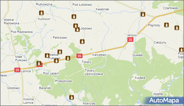 mapa Karczewo gmina Golub-Dobrzyń, Karczewo gmina Golub-Dobrzyń na mapie Targeo