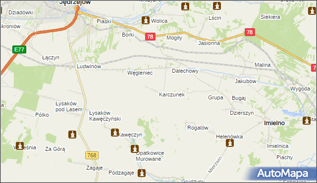 mapa Karczunek gmina Imielno, Karczunek gmina Imielno na mapie Targeo