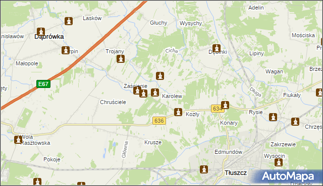 mapa Karolew gmina Dąbrówka, Karolew gmina Dąbrówka na mapie Targeo