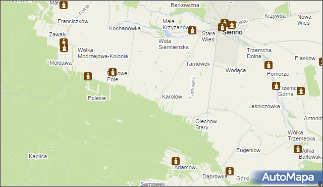 mapa Karolów gmina Sienno, Karolów gmina Sienno na mapie Targeo